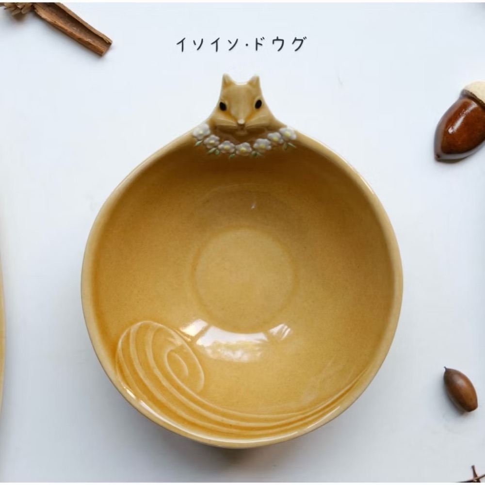｜隱隱選物｜【現貨】益子燒 吉澤窯/職人手作 松鼠花圈碗/缽-細節圖2