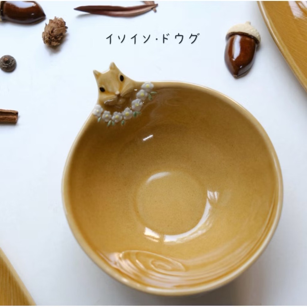 ｜隱隱選物｜【現貨】益子燒 吉澤窯/職人手作 松鼠花圈碗/缽-細節圖3