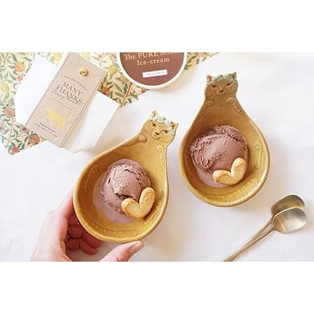 隱隱選物｜【現貨】益子燒 吉澤窯/職人手作 貓咪頭上戴花圈飯勺盤 橢色-細節圖2