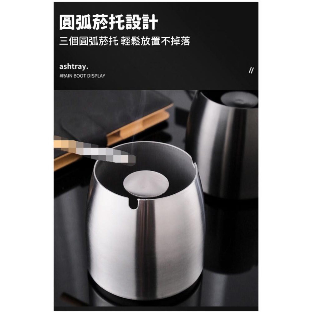 不鏽鋼煙灰缸【酪旅子】含蓋煙灰缸 菸灰缸 防風煙灰缸 居家菸灰缸 戶外菸灰缸【0228】-細節圖5