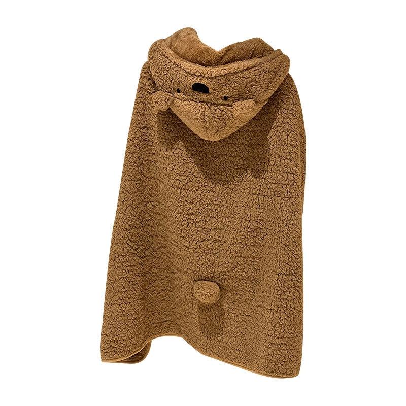 小熊絨毛披肩斗篷【酪旅子】披風毛毯 保暖毛毯 帶帽斗篷 小熊毛毯 披肩 披風斗篷 披肩 冬季防寒 午睡毯 【0250】-細節圖2