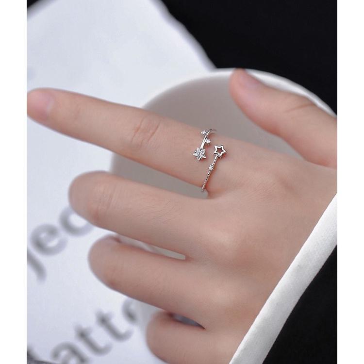 【Miss.情人節】[台灣發貨] 韓版s925耳環 星星戒指 開口指環戒指 女輕奢小眾精緻戒指 049-細節圖3