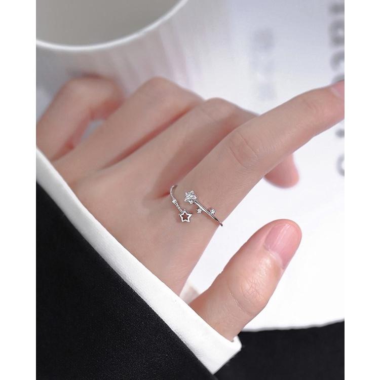 【Miss.情人節】[台灣發貨] 韓版s925耳環 星星戒指 開口指環戒指 女輕奢小眾精緻戒指 049-細節圖4