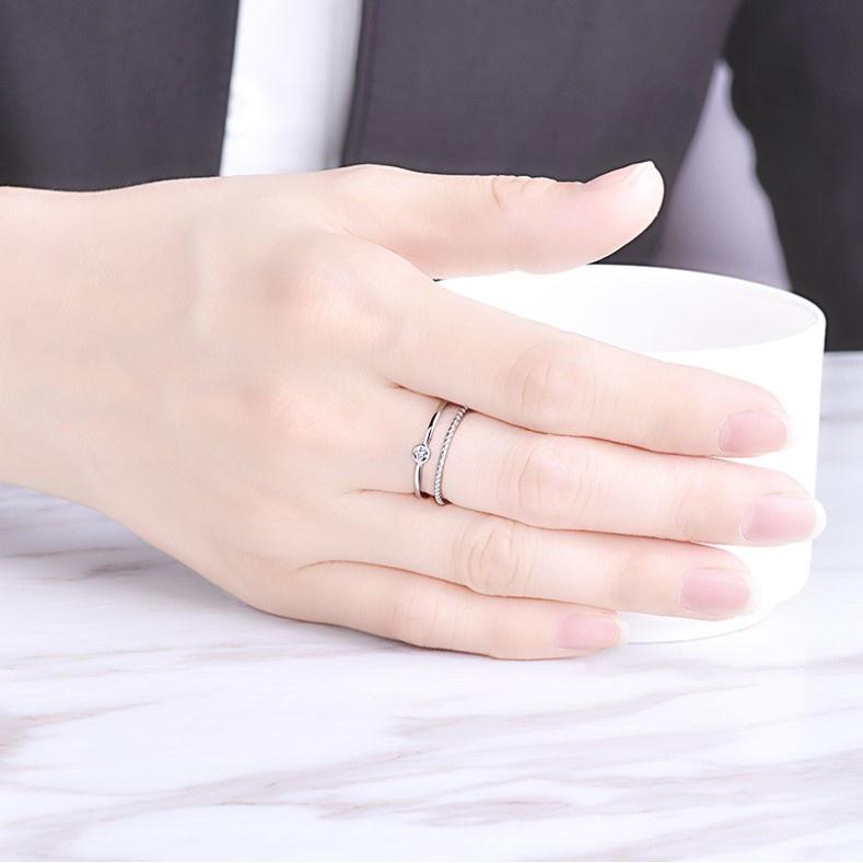 【Miss.情人節】[台灣發貨]  韓版飾品銀指環對戒 雙層甜美戒指 手飾 情侶戒指 724-細節圖5