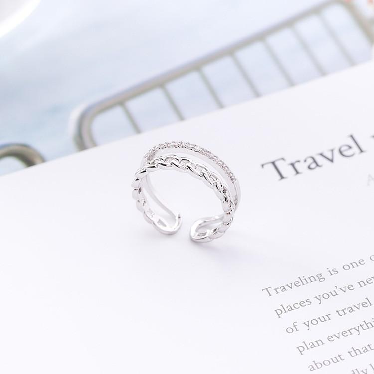 【Miss.情人節】日韓學生時尚開口麻花鏈條戒指 復古誇張潮人 微鑲鋯石個性女戒指指環 1026-細節圖4