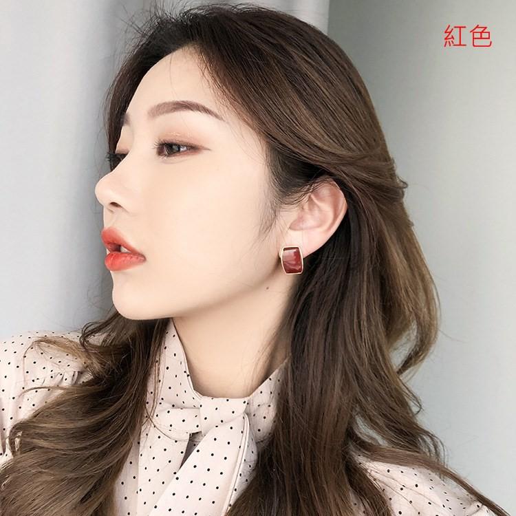 【Miss.情人節】[台灣發貨] 韓版時尚個性 滴釉幾何耳環 方形水滴氣質耳環 簡約耳墜 Q1227-細節圖3