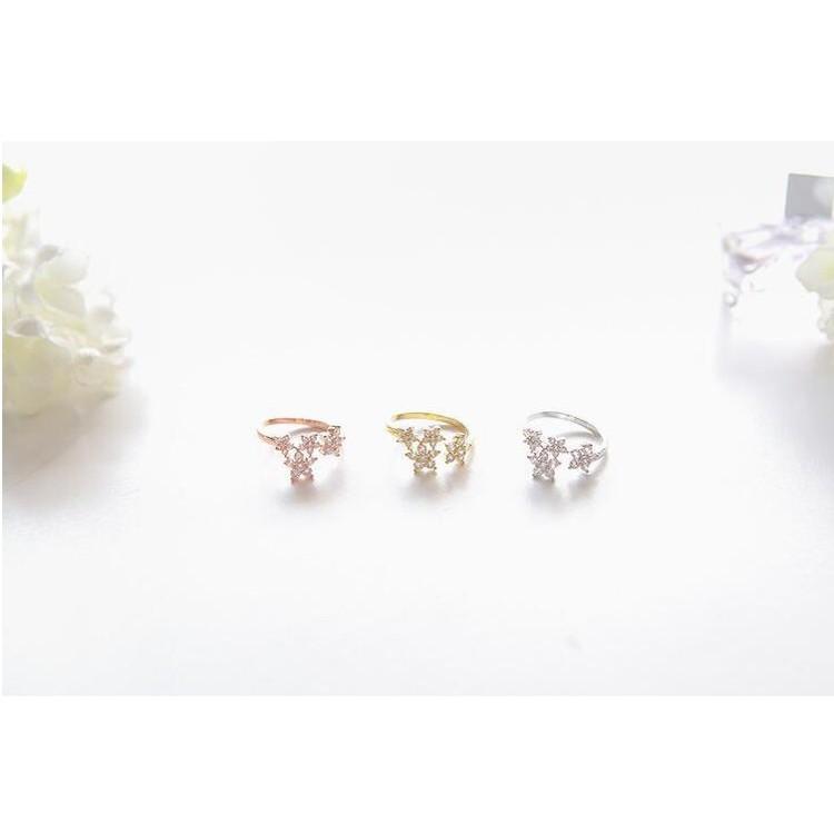 【Miss.情人節】[台灣發貨] 韓版S925銀飾飾品 韓劇明星同款開口均碼戒子 梅花鑲鑽戒指 女戒指手飾品 455-細節圖5