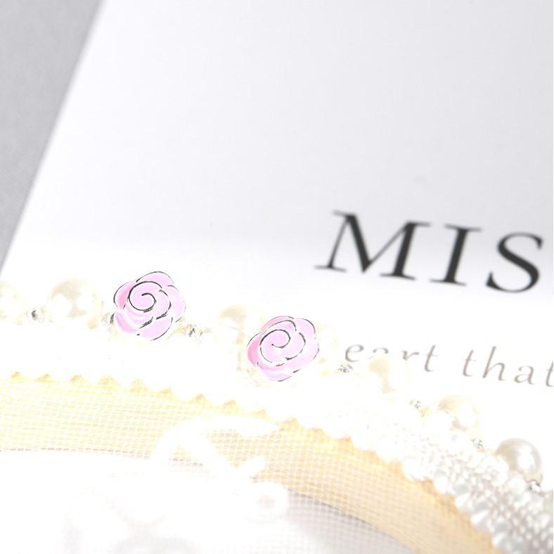 【Miss.情人節】[台灣發貨] 韓版925銀針 粉色玫瑰花耳環 813-細節圖4