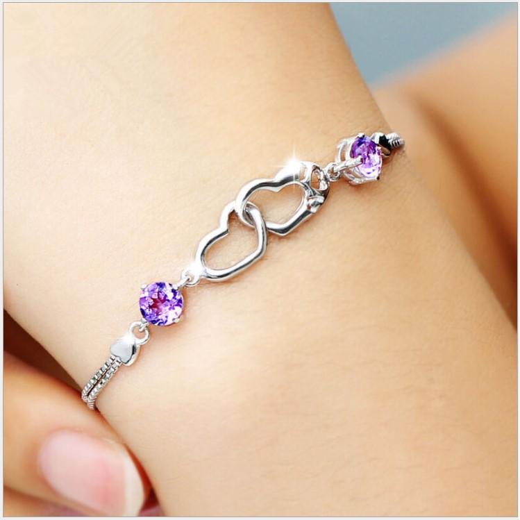 【Miss.情人節】台灣出貨 韓版雙愛心手鏈  日韓甜美清新手鍊 手鍊 522-細節圖4