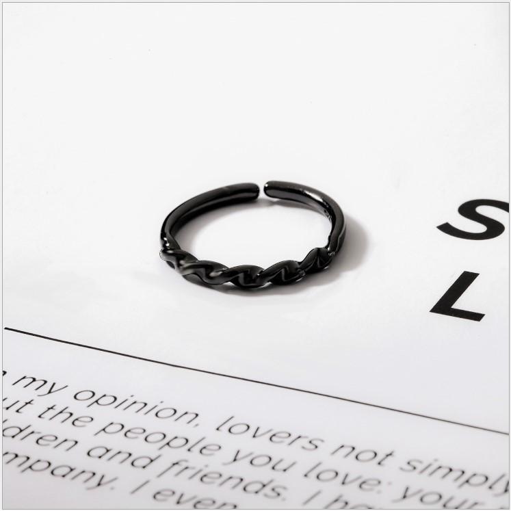 【Miss.情人節】[台灣發貨] 銀飾飾品 韓版簡約波浪麻花戒指 復古文藝麻花開口戒指 499-細節圖4