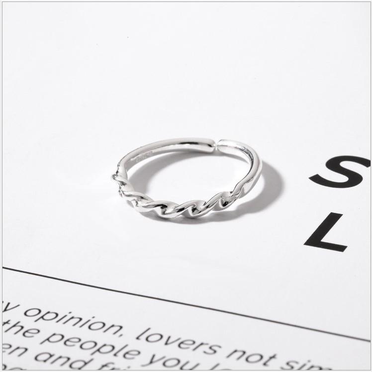 【Miss.情人節】[台灣發貨] 銀飾飾品 韓版簡約波浪麻花戒指 復古文藝麻花開口戒指 499-細節圖5