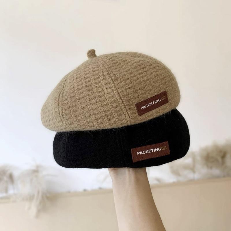ᴴᴬᴷᵁᴺᴬᴹᴬᵀᴬᵀᴬ｜秋冬新款🍁日系毛絨線百搭畫家貝雷帽/三色-細節圖2