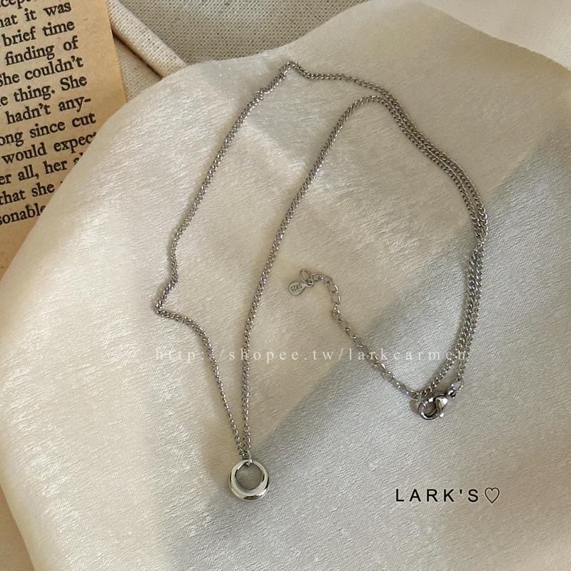 𝗟𝗔𝗥𝗞＇𝗦 ♡ 現貨｜S925純銀 日常極簡小銀圓項鍊 鎖骨鍊-細節圖4