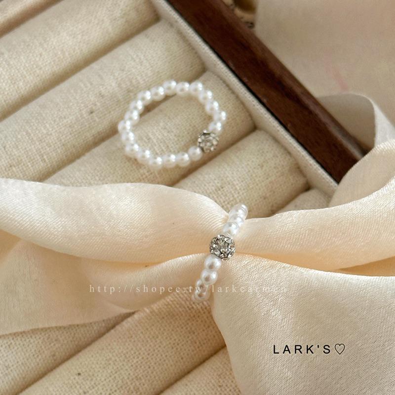 𝗟𝗔𝗥𝗞＇𝗦 ♡ 現貨｜特惠款🥂氣質仿珍珠小鑽串珠戒指-細節圖3