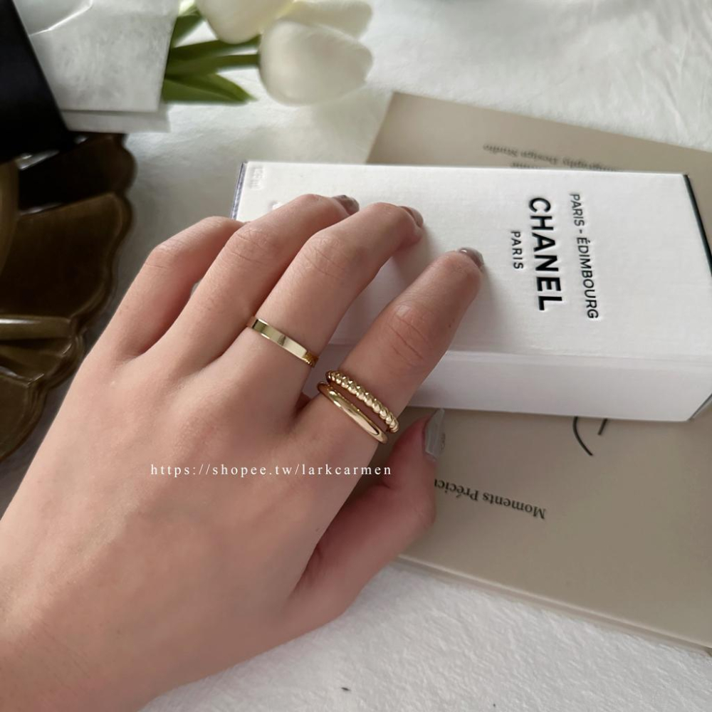 𝗟𝗔𝗥𝗞＇𝗦 ♡ 現貨｜合金 雙圈麻花 2入 戒指組 光面戒 開口戒-細節圖5