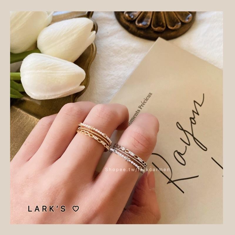 𝗟𝗔𝗥𝗞＇𝗦 ♡ 現貨｜合金 闆娘自留🪞輕奢馬眼鑽珍珠排鑽 戒指 開口戒指｜2色-細節圖7