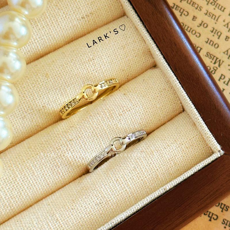 𝗟𝗔𝗥𝗞＇𝗦 ♡ 現貨｜925純銀 簡約圓環排鑽戒指 開口戒指｜𝟐色-細節圖2