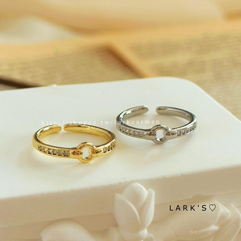 𝗟𝗔𝗥𝗞＇𝗦 ♡ 現貨｜925純銀 簡約圓環排鑽戒指 開口戒指｜𝟐色-細節圖6