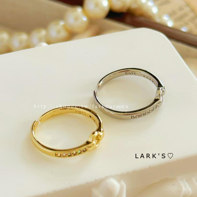 𝗟𝗔𝗥𝗞＇𝗦 ♡ 現貨｜925純銀 簡約圓環排鑽戒指 開口戒指｜𝟐色-細節圖7