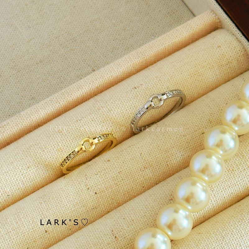 𝗟𝗔𝗥𝗞＇𝗦 ♡ 現貨｜925純銀 簡約圓環排鑽戒指 開口戒指｜𝟐色-細節圖9