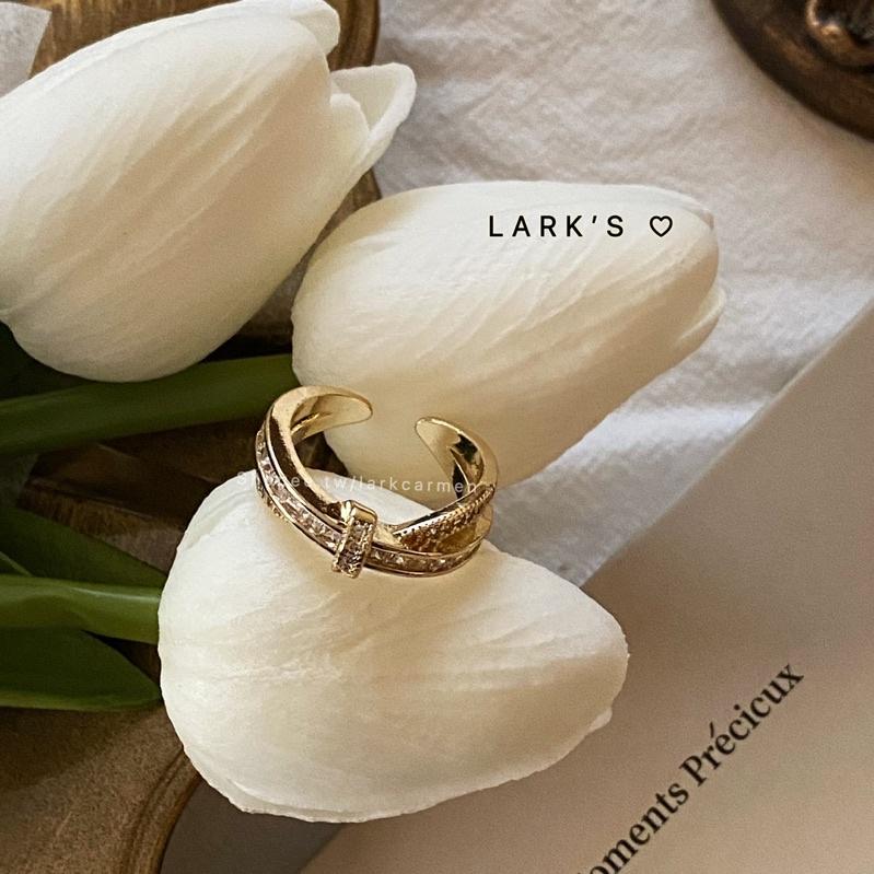 𝗟𝗔𝗥𝗞＇𝗦 ♡ 現貨｜合金 奢華滿鑽打結排鑽鋯石戒指 開口戒指-細節圖6