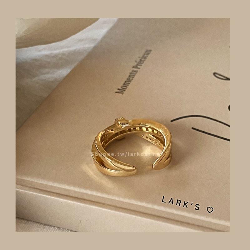 𝗟𝗔𝗥𝗞＇𝗦 ♡ 現貨｜合金 奢華滿鑽打結排鑽鋯石戒指 開口戒指-細節圖7