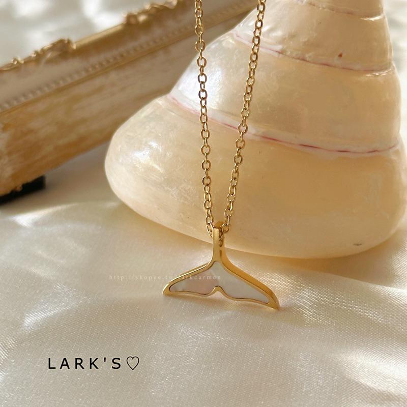 𝗟𝗔𝗥𝗞＇𝗦 ♡ 現貨｜鈦鋼鍍18k Mermaid 美人魚尾母貝 項鍊 鎖骨鏈-細節圖7
