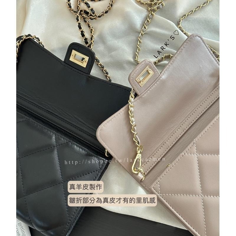 𝗟𝗔𝗥𝗞＇𝗦 ♡ 預購｜自訂款 大款✦ 真皮羊皮大菱格 長夾 woc 鏈條包｜2色-細節圖6