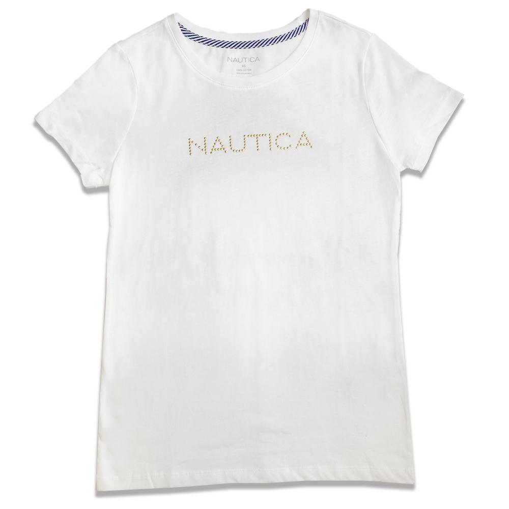 NAUTICA 女生 短袖 鉚釘 中logo 上衣 女生上衣 女生短袖 休閒短袖 美國代購-細節圖2