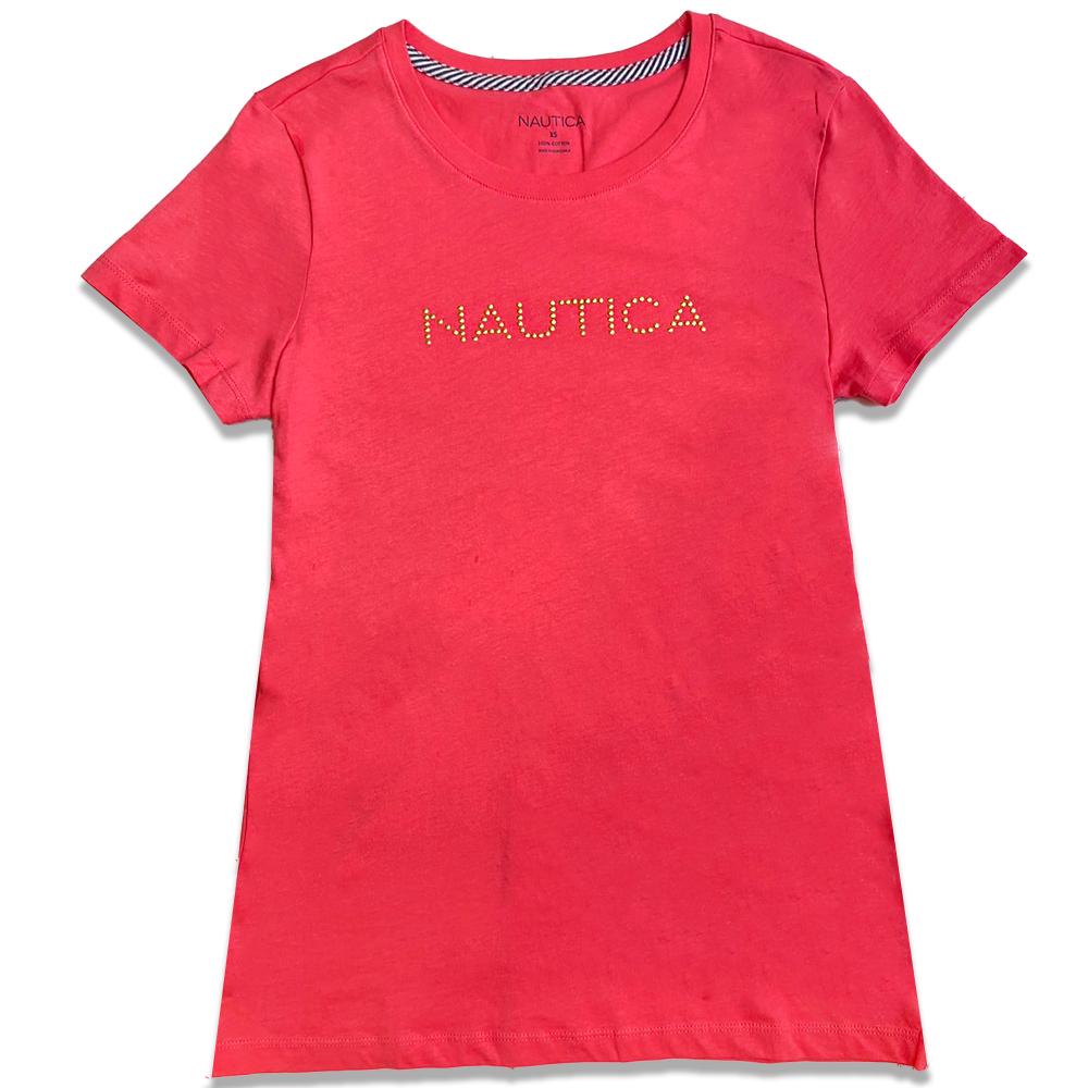 NAUTICA 女生 短袖 鉚釘 中logo 上衣 女生上衣 女生短袖 休閒短袖 美國代購-細節圖4