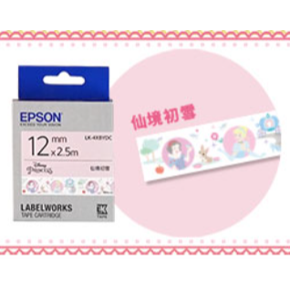 EPSON 原廠標籤帶 LK-4XBYDC S654487迪士尼公主仙境初雪 標籤帶 白底黑字-細節圖2