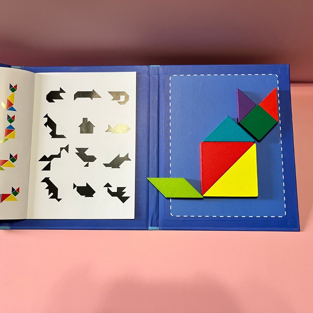 出清品-七巧板磁性書本兒童益智玩具木頭積木感覺統合-細節圖2