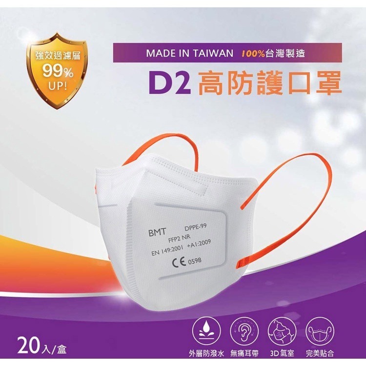 怡安醫療 明基 FFP2醫療防護口罩 單片裝 20入/盒 (台灣製造 5層防護) 專品藥局-細節圖5