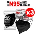 華淨 N95立體型成人醫療口罩 20入X3盒 黑 白 兩色 (台灣製造) 專品藥局-規格圖6