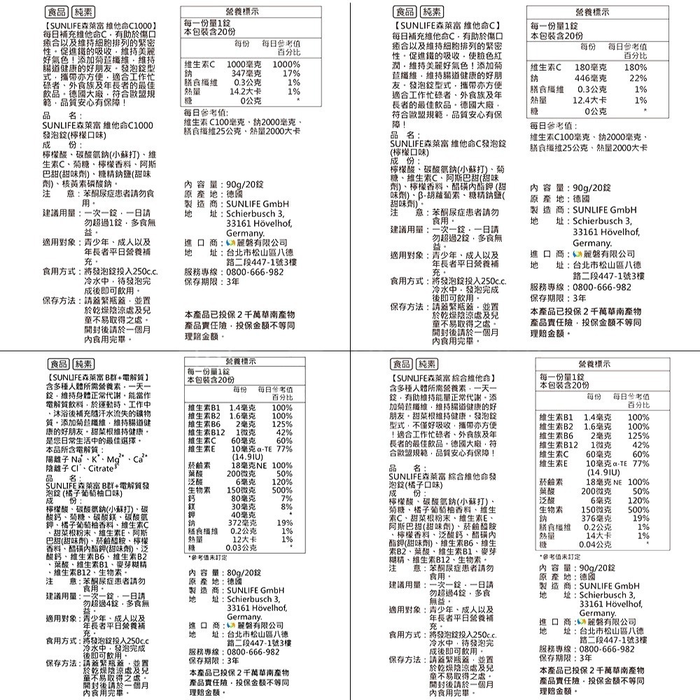 SUNLIFE森萊富 發泡錠 鋅+C+E 維他命C B群+電解質 綜合維他命 鎂+B6 專品藥局-細節圖10