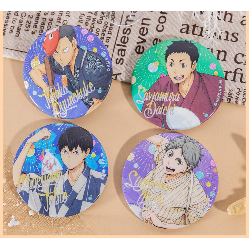 白阿尼現貨｜正版授權｜排球少年 煙火大會雙閃徽章｜菅原浴衣徽章 菅原煙火徽章 菅原孝支徽章 菅原吧唧 排少 菅原周邊-細節圖2