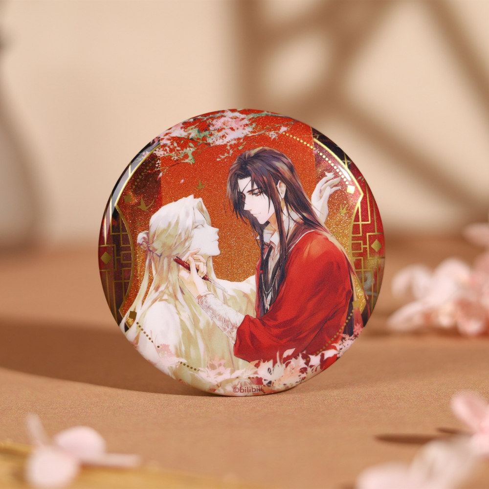 白阿尼現貨｜正版授權｜天官賜福 吹影鏤塵系列 雙人馬口鐵徽章｜75MM｜天官賜福徽章 謝憐徽章 花城吧唧 天官賜福周邊-細節圖2