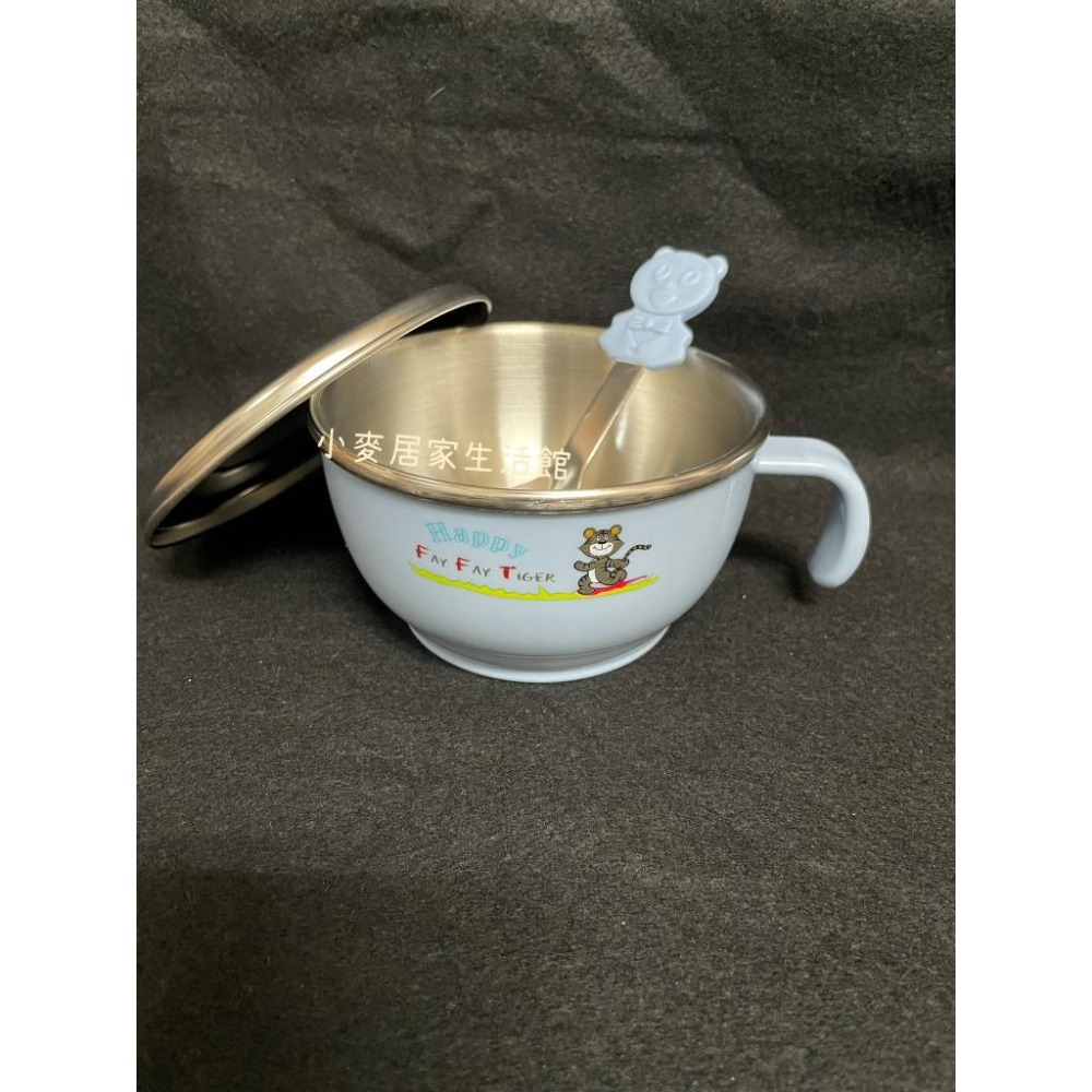 嘟酷熊 炫樂兒童碗 兒童手把隔熱碗 附湯匙 雙層隔熱碗 304不鏽鋼碗 兒童碗 卡通碗 不鏽鋼隔熱碗 不鏽鋼兒童碗-細節圖5