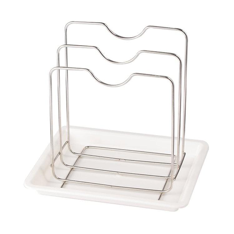 御膳坊 304不鏽鋼鍋蓋架組 附盤 鍋蓋架 鍋蓋收納架 廚房收納架 收納架 鍋蓋架 廚具瀝水架-細節圖2