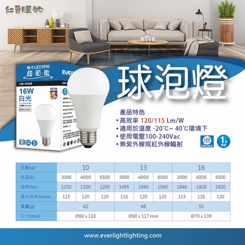 億光 節能 LED燈泡 E27 燈泡 燈 LED 燈泡 省電燈泡10W 13W 16W 億光燈泡-細節圖2
