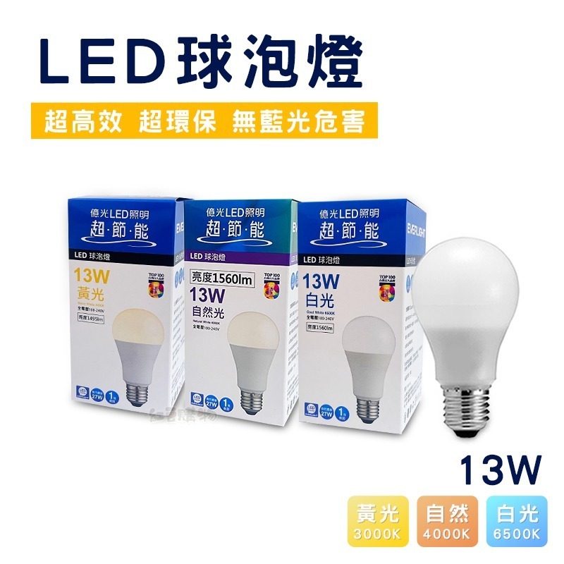 億光 節能 LED燈泡 E27 燈泡 燈 LED 燈泡 省電燈泡10W 13W 16W 億光燈泡-規格圖2