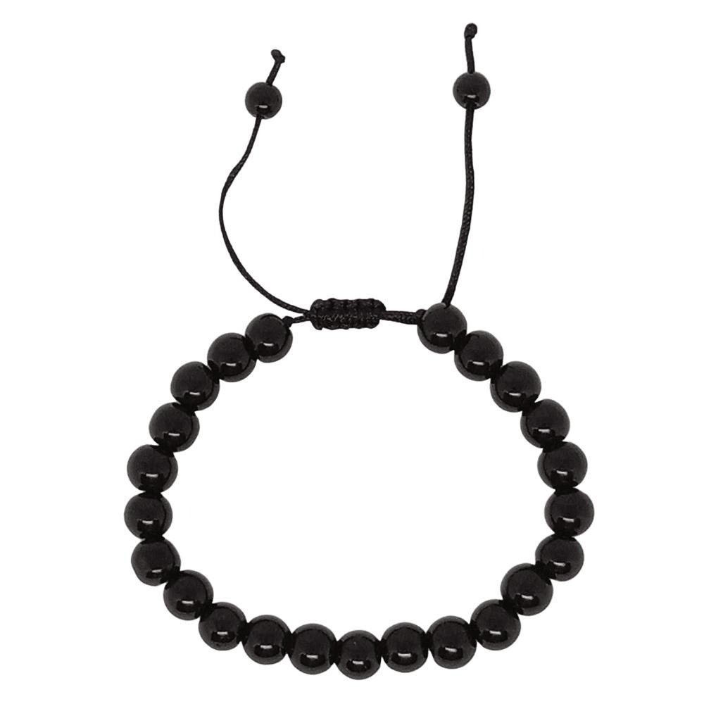 【台灣現貨】8mm天然黑曜石 黑曜石 手鍊 串珠手鍊 手珠 招財手鍊 防小人 避邪 編織繩自由調整寬度-細節圖3