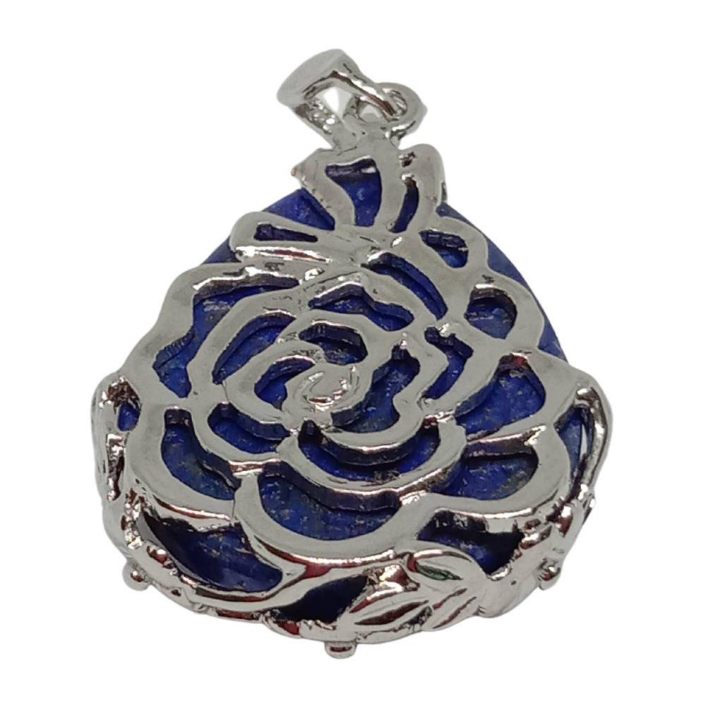 【台灣現貨】療癒之石-青金石 天然水晶水滴夾扣吊墜 贈鍊-細節圖3