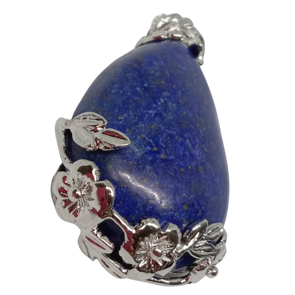 【台灣現貨】療癒之石-青金石 天然水晶水滴夾扣吊墜 贈鍊-細節圖5