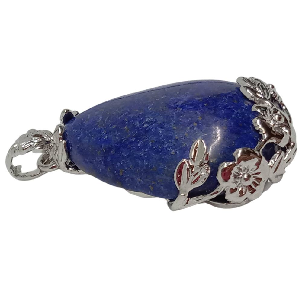 【台灣現貨】療癒之石-青金石 天然水晶水滴夾扣吊墜 贈鍊-細節圖7