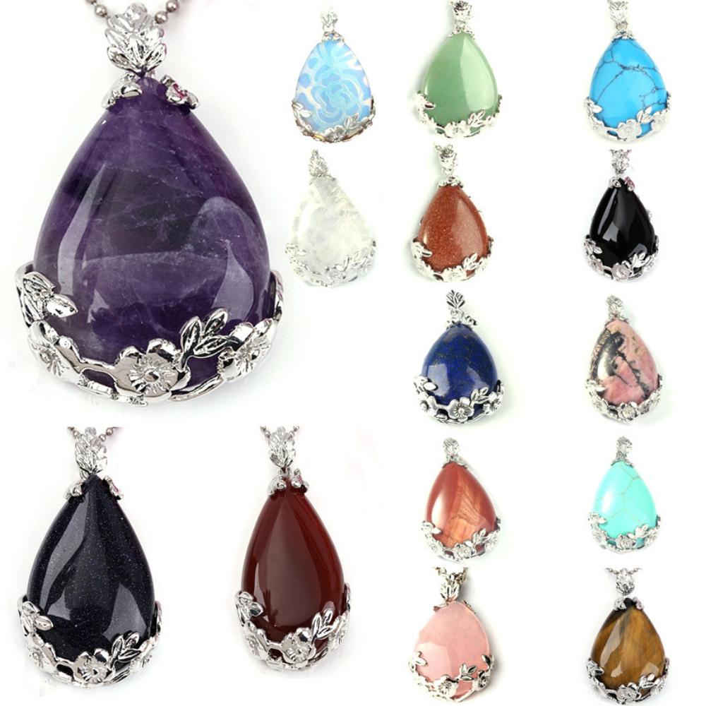 【台灣現貨】療癒之石-青金石 天然水晶水滴夾扣吊墜 贈鍊-細節圖9