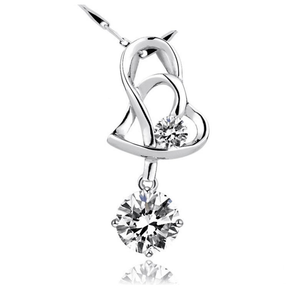 【台灣現貨】心心相偎銀飾 心型新款銀飾項鍊 流行時尚 含鍊整組賣(項鍊隨機出貨) 韓版-細節圖2