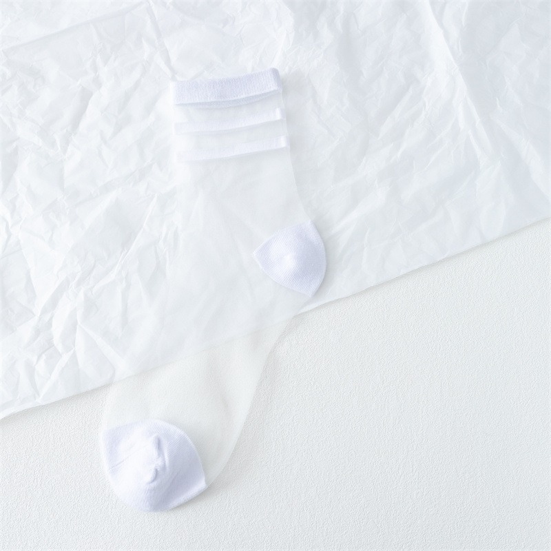 【廠家批發直售】秋季夏季春季 日系蠶絲襪 卡絲襪 透明水晶襪 黑白系玻璃絲襪 純色卡絲襪-細節圖7