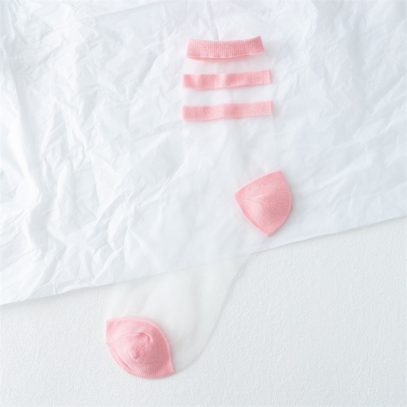 【廠家批發直售】秋季夏季春季 日系蠶絲襪 卡絲襪 透明水晶襪 黑白系玻璃絲襪 純色卡絲襪-細節圖9