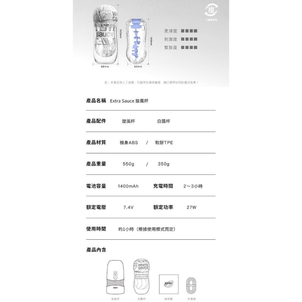 贈潤滑液 EXTRA SAUCE 旋風 電動飛機杯 品牌大使 林采緹 蛇姬推薦 保固二年 旋轉 吸吮 自慰器-細節圖8